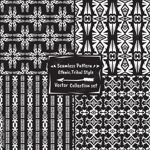 Seamles ethnic tribal vector pattern collection