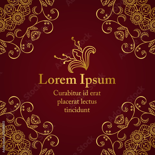 Background with gold floral ornament.