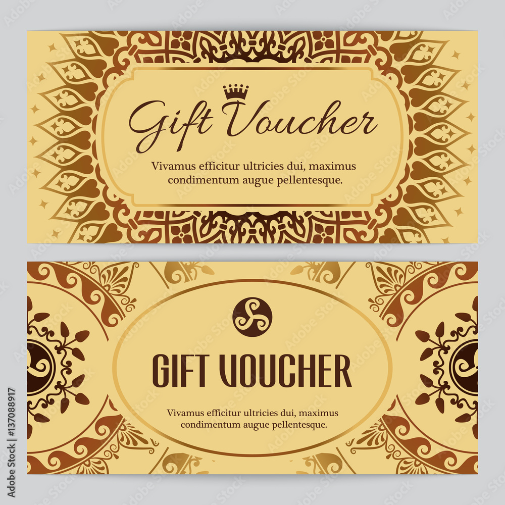 Gift voucher template with mandala ornament