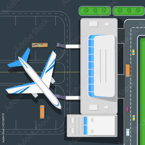 Airport Top View Vector Concept in Flat Design
