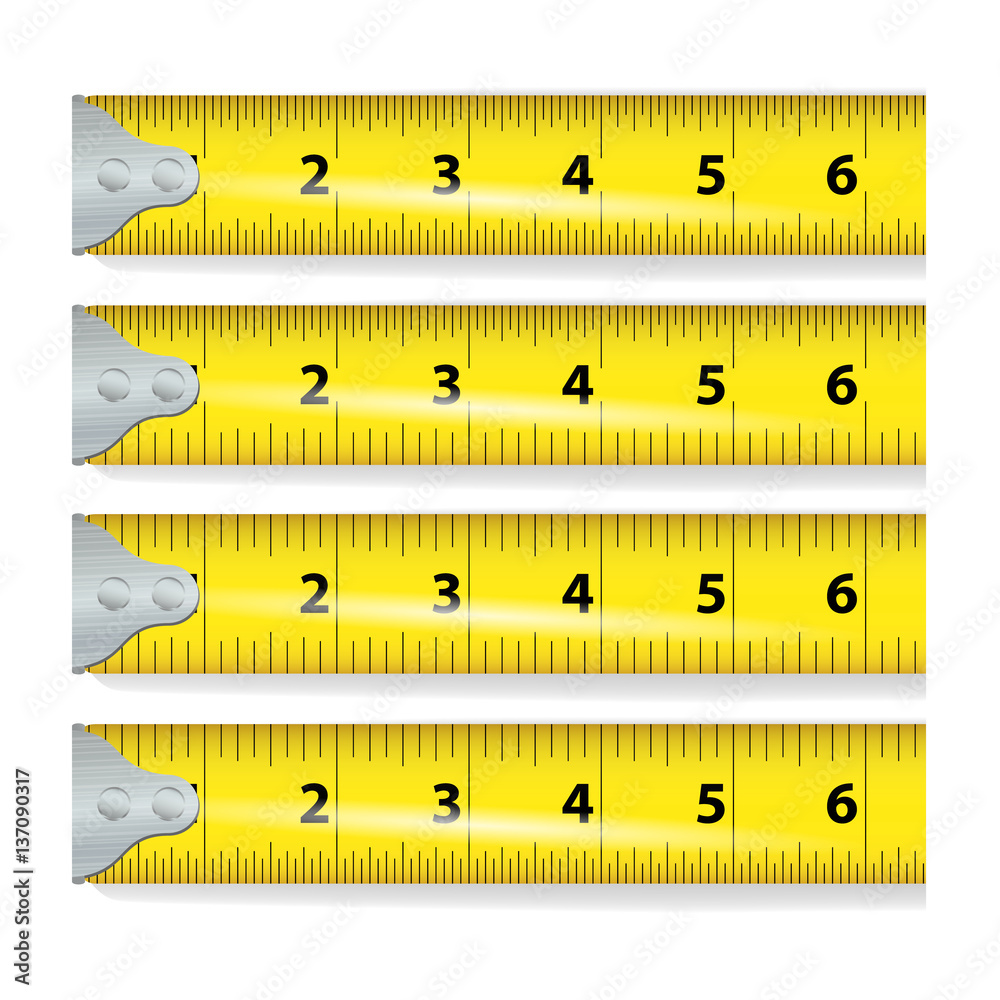 Yellow Tape Measure In Inches Vector Illustration Stock