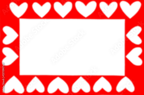 Valentine day concept, square frame of red paper in heart shape as background