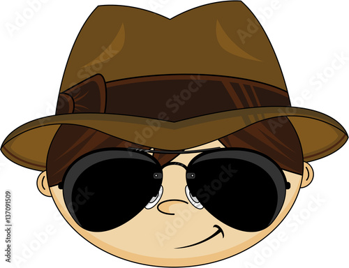 Cartoon Mini Explorer in Trilby and Sunglasses