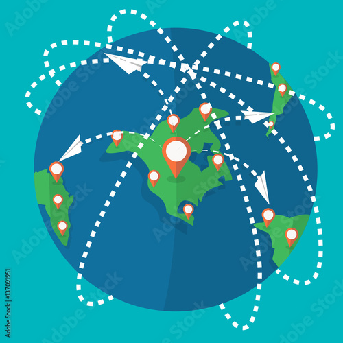 social network and communication concept world map