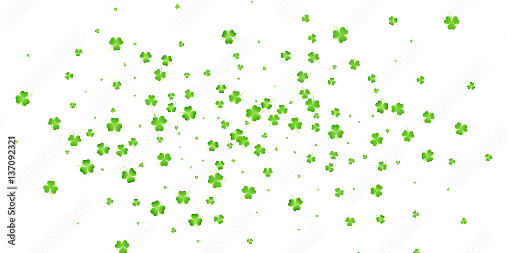 Clover flying leaves background. Saint Patrick's Day banner. Three leaf clover leaves Clover flying leaves background. Saint Patrick's Day banner. Three leaf clover leaves
