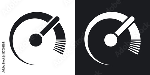 Vector speedometer icon. Two-tone version on black and white background