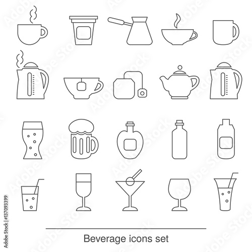 beverage icons set