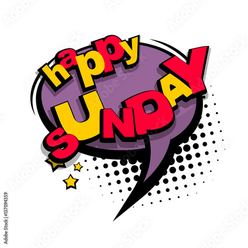 Vector illustration. Lettering funny font day week sunday business, school schedule. Bubble icon comic speech phrase. Comic text sound effects. Cartoon tag expression. Comics book balloon.