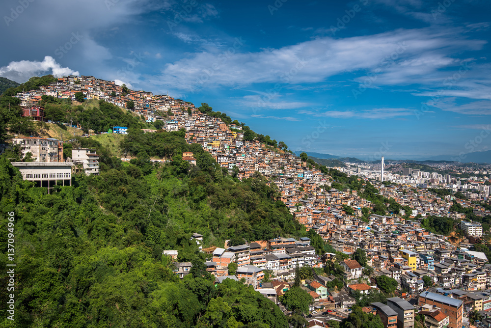 Aerial View of Rio de Janeiro Slums on the Hills