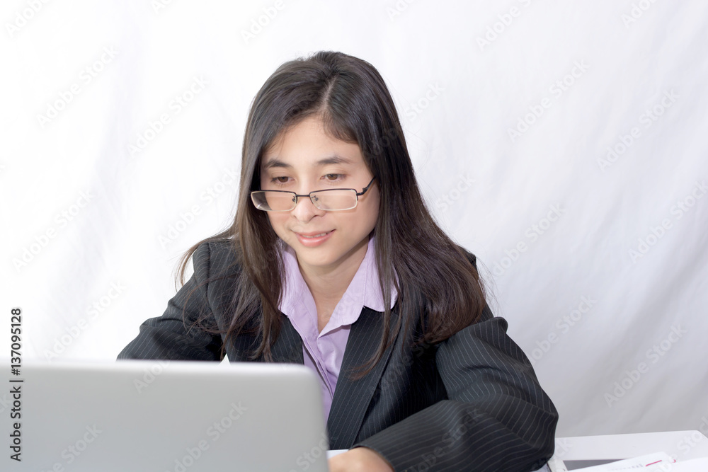 Portrait of young beautiful asian business woman in black suit Portrait of young beautiful asian business woman in black suit