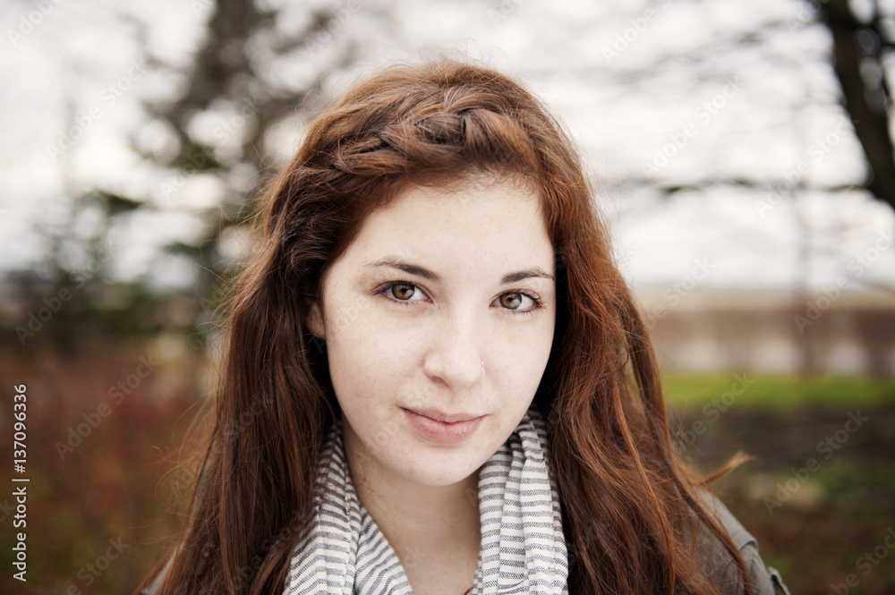 Portrait of young woman outdoors Portrait of young woman outdoors