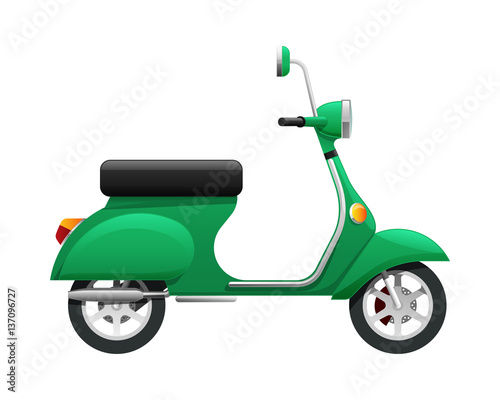 Transport. Illustration of Isolated Green Scooter