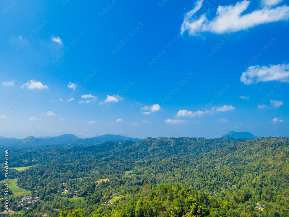 Beautiful Mountain view landscape over greenery with Blue sky and white clouds in Nelligala Kandy, Sri Lanka Beautiful Mountain view landscape over greenery with Blue sky and white clouds in Nelligala Kandy, Sri Lanka