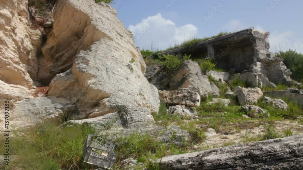 Remains of a building off the shore of Horseshoe Bay in Bermuda. Remains of a building off the shore of Horseshoe Bay in Bermuda.
