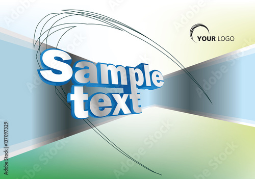 Colorful vector background with 3D sample text in green, yellow and blue color