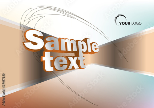Colorful vector background with 3D sample text in orange, yellow and blue color