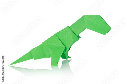 Green dinosaur Rex of origami