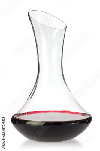 Konstfotografi Glass decanter with organic red wine.