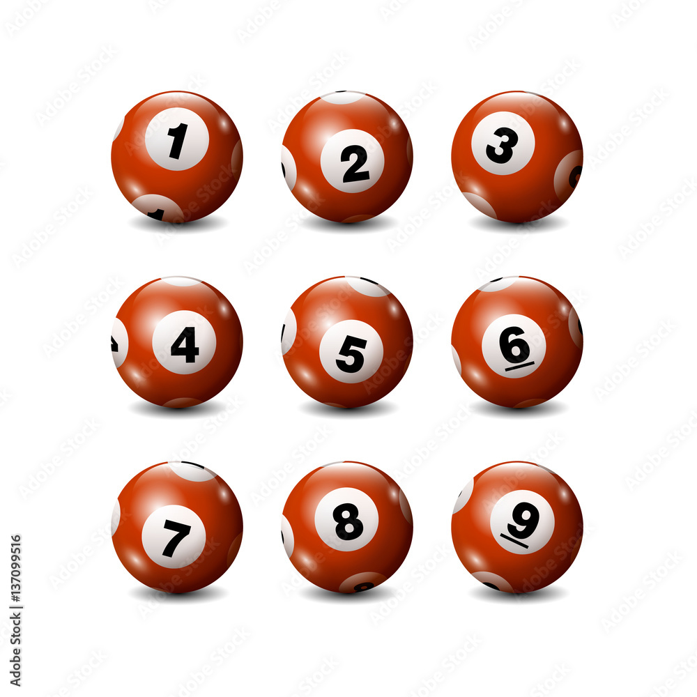 Vector Bingo / Lottery Number Balls Set - Red - 1 to 9 Vector Bingo / Lottery Number Balls Set - Red - 1 to 9