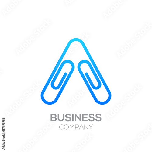 A letter from paper clip alphabet.Business and education logo concept