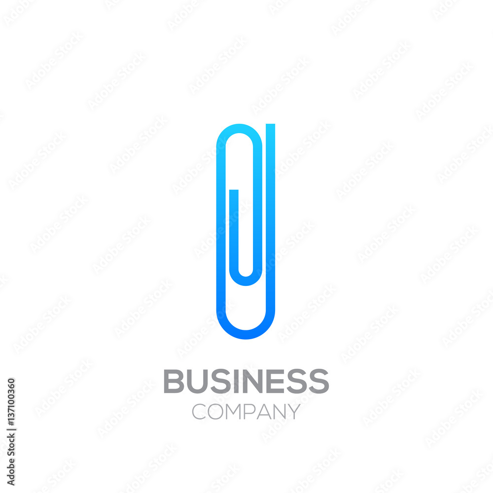 I letter from paper clip alphabet.Business and education logo concept I letter from paper clip alphabet.Business and education logo concept