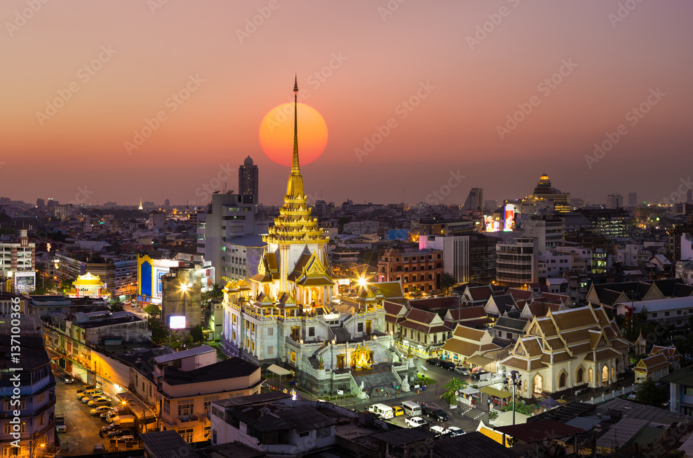 Wat Traimit Witthayaram Worawihan,Temple of the Golden Buddha in Bangkok, Thailand