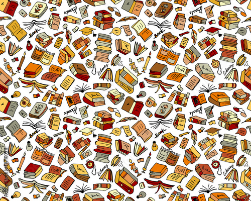 Books collection, seamless pattern for your design