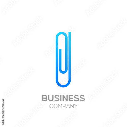 I letter from paper clip alphabet.Business and education logo concept