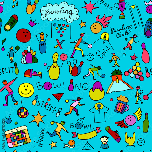 Bowling, seamless pattern for your design