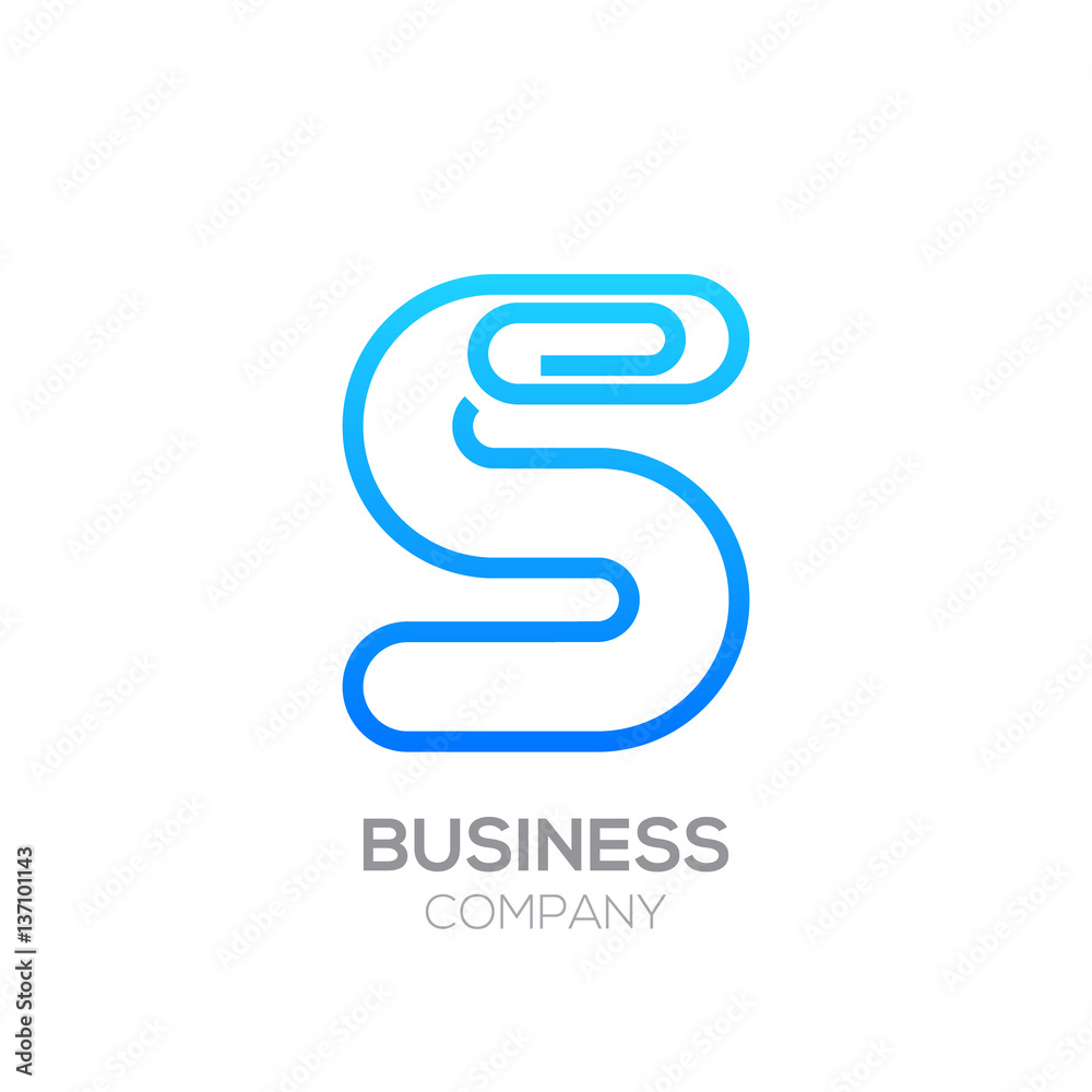 S letter from paper clip alphabet.Business and education logo concept S letter from paper clip alphabet.Business and education logo concept