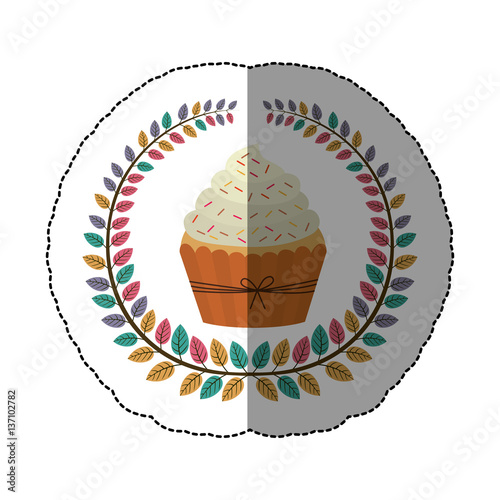 emblem muffin cupcakes icon design  vector illustration