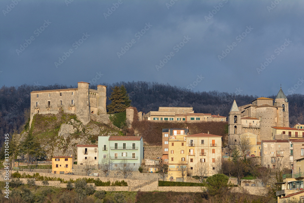 Carpinone, famous castle, a small town in Molise, Italy