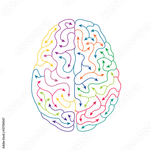 Creative human brain line art illustration