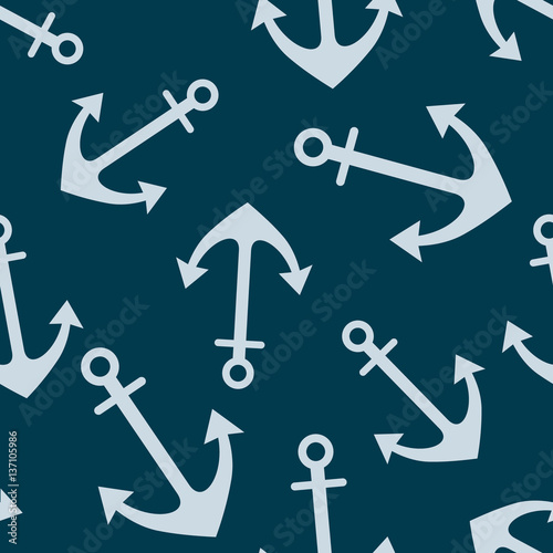 Vector seamless pattern with anchor, background, nautical theme. Graphic illustration. Template for wrapping, backgrounds, fabric, prints, decor, surface
