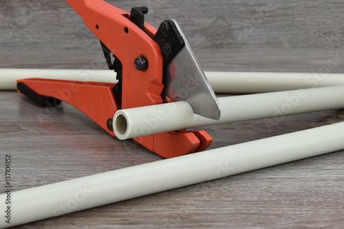 Special scissors for plastic water pipes.