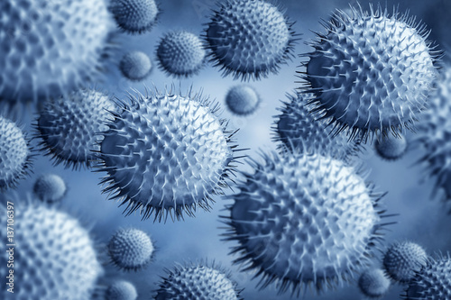 Viruses on a blue background. photo