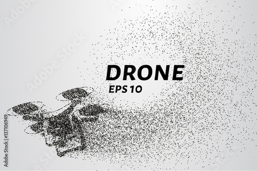 The drone of the particles. The quadcopter consists of circles and points. Vector illustration