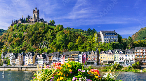 Landmarks of Germany - medieval Cochem town, famous for Rhine river cruises photo