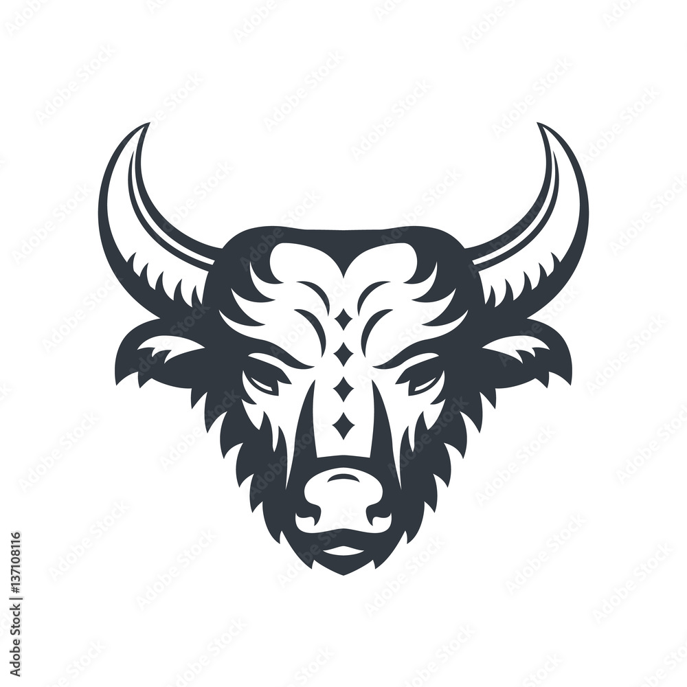 buffalo head logo element isolated over white