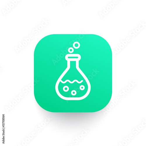 Chemistry line icon on green shape
