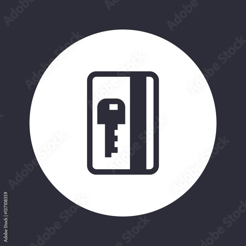 electronic pass icon over white, plastic card key