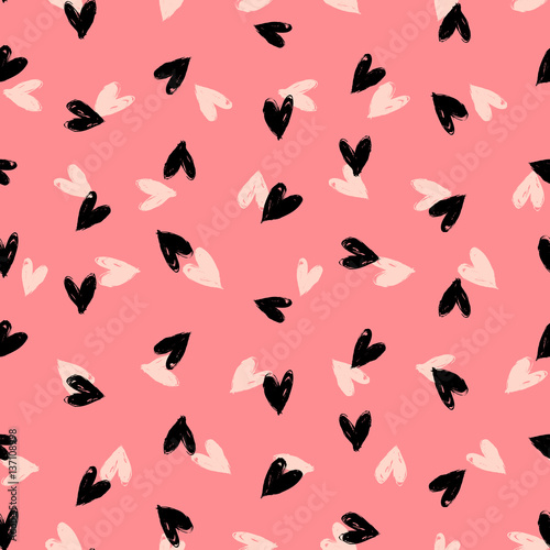 Velentine's day pattern with hand painted hearts.