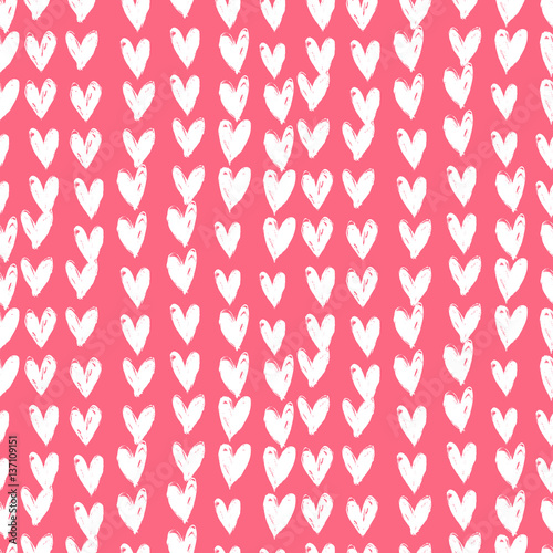 Velentine s day pattern with hand painted hearts.