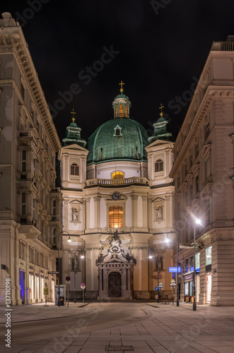 St. Peter church, Vienna, Austria in the night