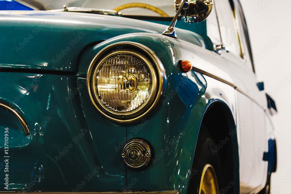 headlight of a vintage car