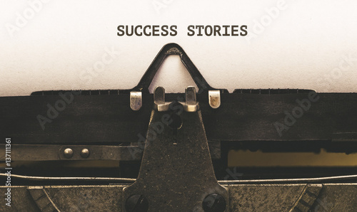 Succes Stories, Text on paper in vintage type writer from 1920s