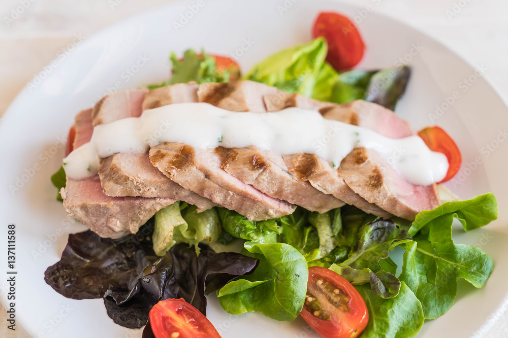 tuna steak with salad tuna steak with salad
