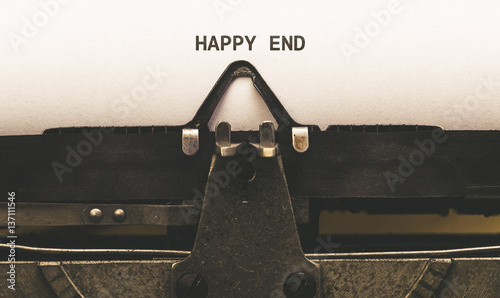 Happy End, Text on paper in vintage type writer from 1920s