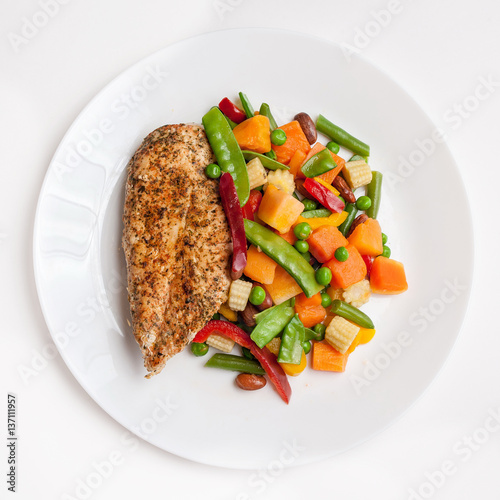 grilled chicken with steamed vegetables
