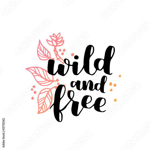 hand drawn gypsy quote. bohemian phrase design for card or poster. Vector inspirational quote. hipster gradient ink illustration on white isolated background. Boho saying for your design.